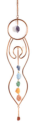 19"x 3" Goddess with Charka Stones wall hanging
