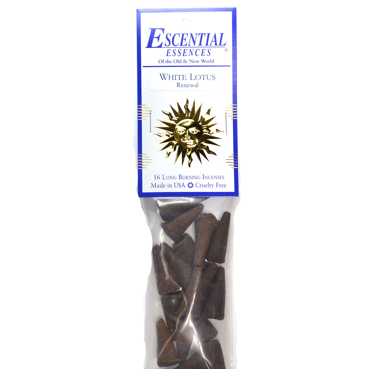 16/pk White Lotus escential essences incense cones